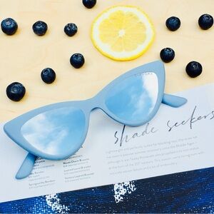 Topfoxx ❉ Mirror Lens Cat Eye Sunglasses in Silver Blue